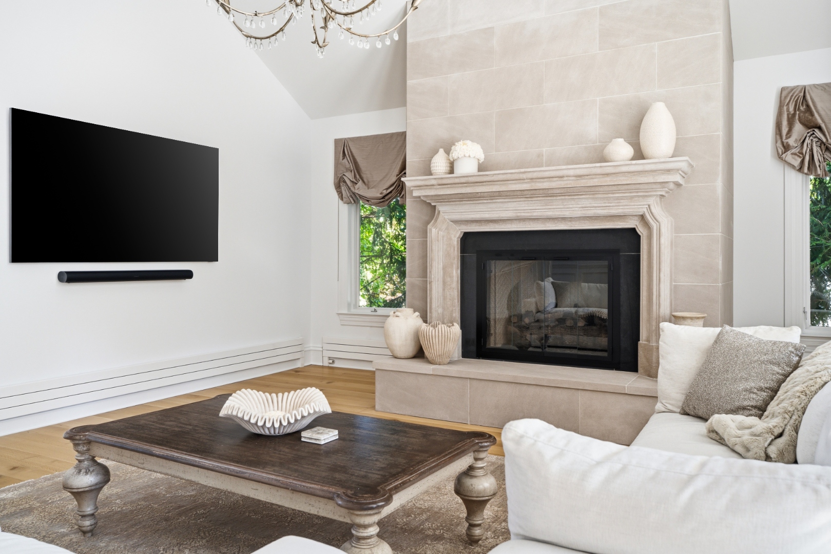 Formal living room with designer furnishings